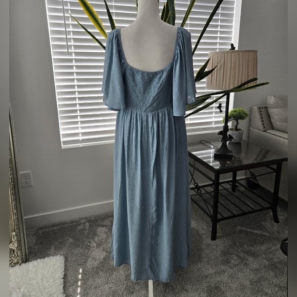 Ott Blue Front Tie Ruffle Sleeve Maternity Midi Dress. Size XL. New without tags - Picture 6 of 10